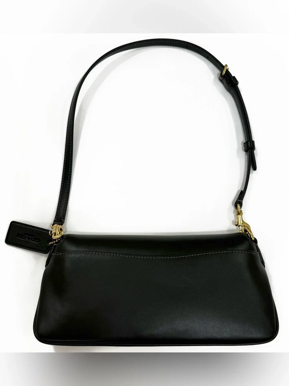 New Coach Jet black leather shoulder bag & crossbody strap